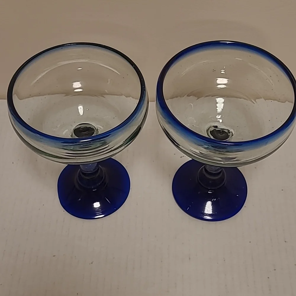 Pair of Beautiful Handblown Margarita Glasses